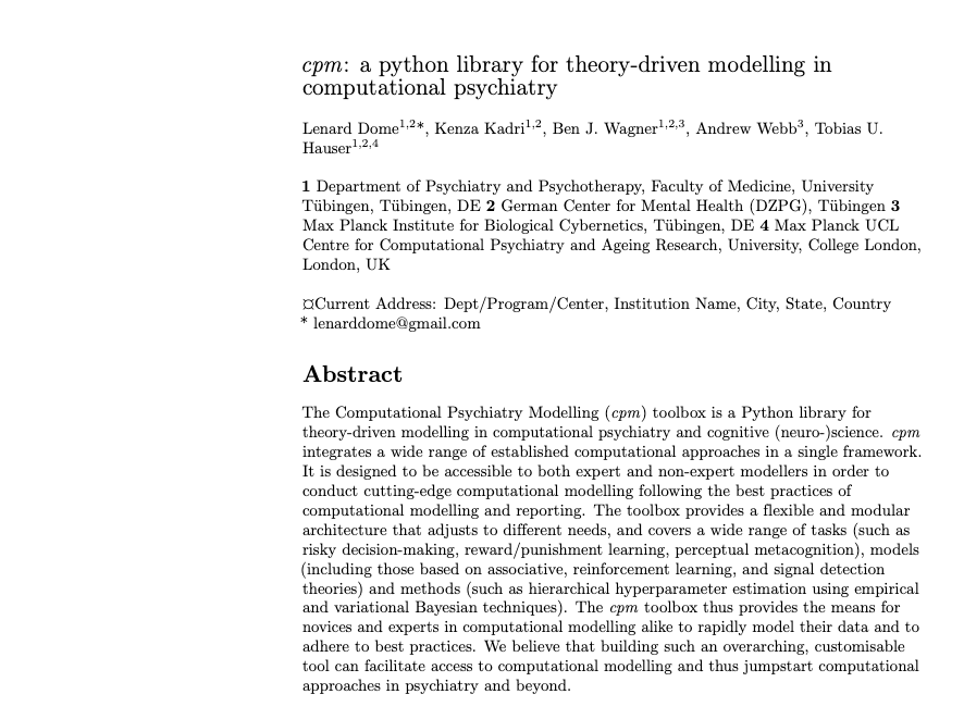 [PREPRINT] cpm: a python library for theory-driven modelling in computational&nbsp;psychiatry